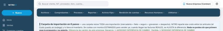 Menú: Contabilidad → Comprobantes → Carpetas de Importación