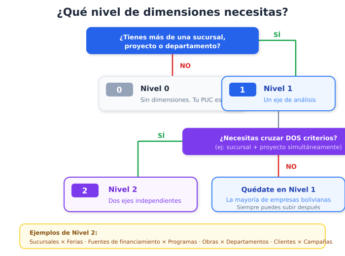Diagrama de decisión: ¿qué nivel de dimensiones necesitas?