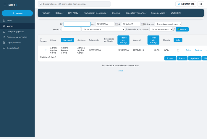 Facturar entregas