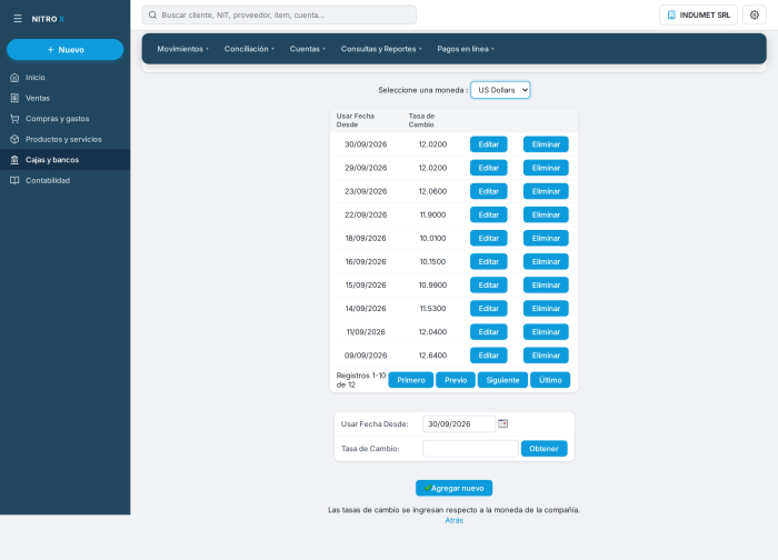Tipos de cambio Tipos de cambio